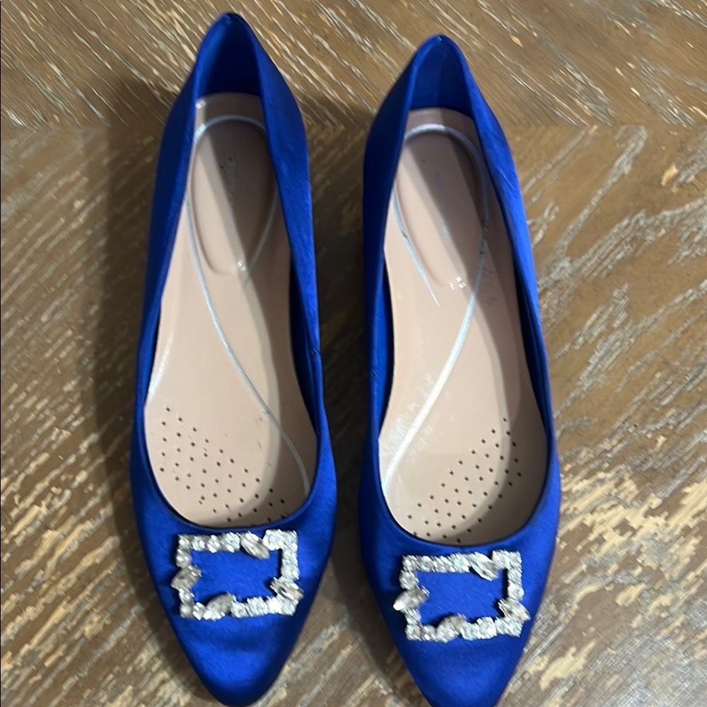 Elegant Blue Satin Women's Shoes